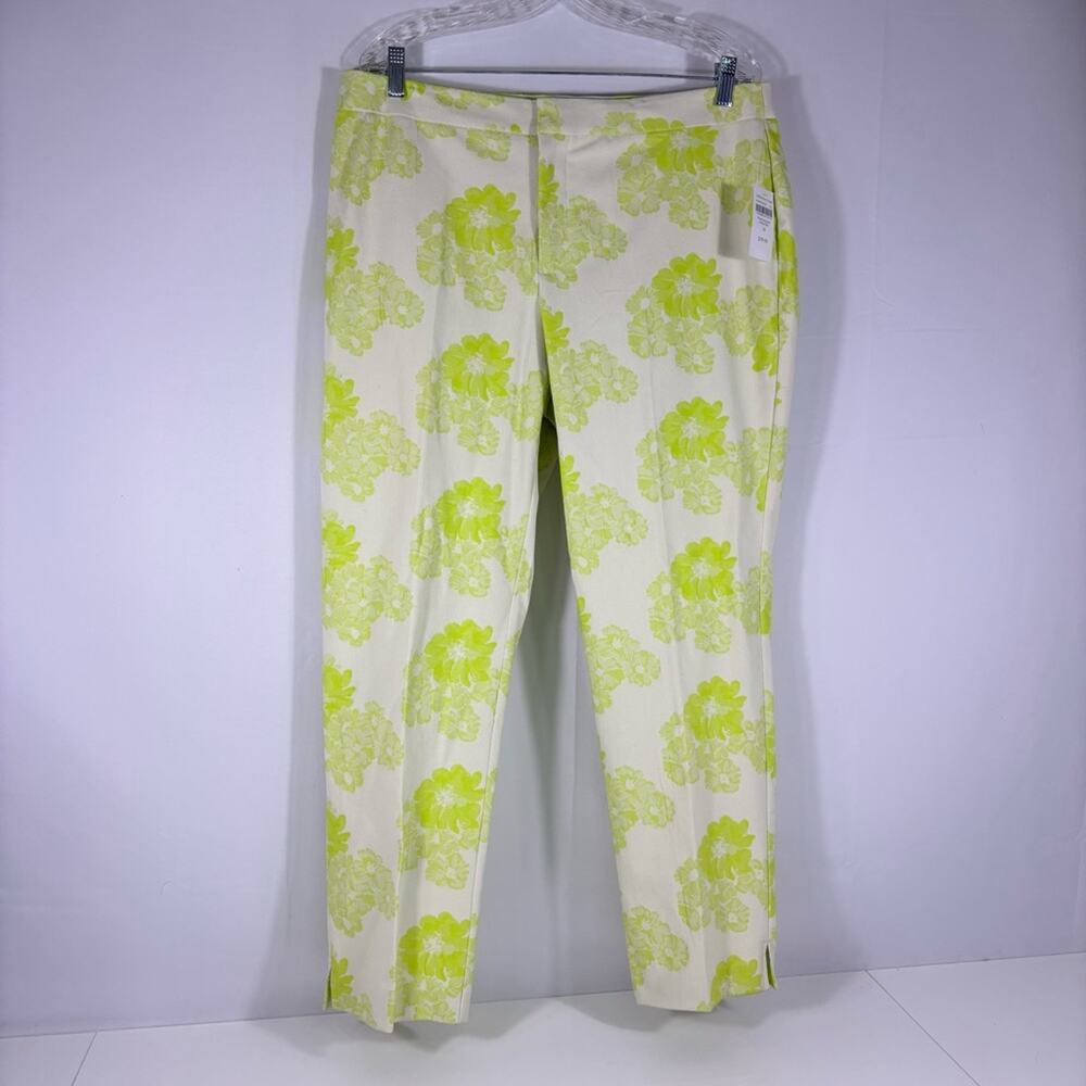 NWT Coldwater Creek White and Lime Floral Pants Size 16 T2